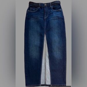 Venus Maxi Jean Skirt w/ Front Split w/ braided waist / Color: Blue / Size: 2